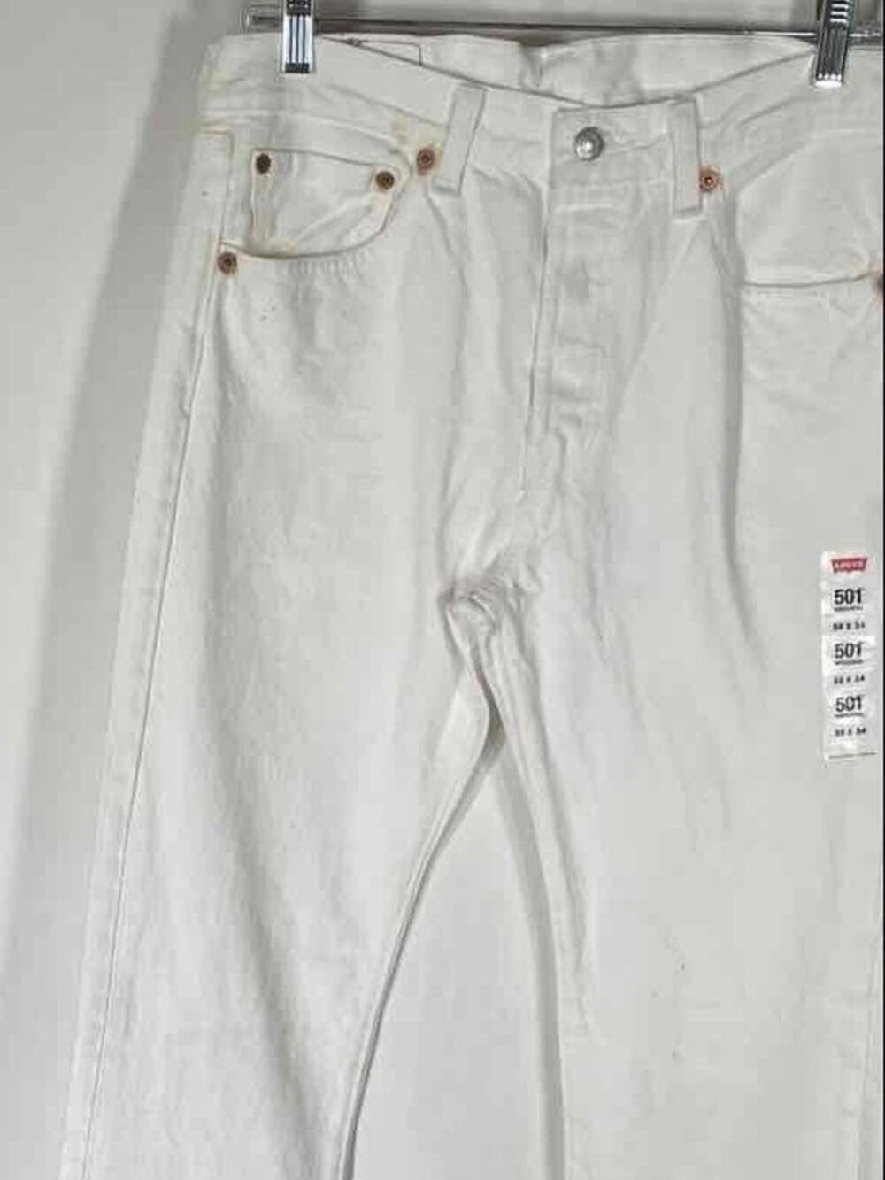 Levi's 501 straight leg, white,  button fly Jeans, size 32x34